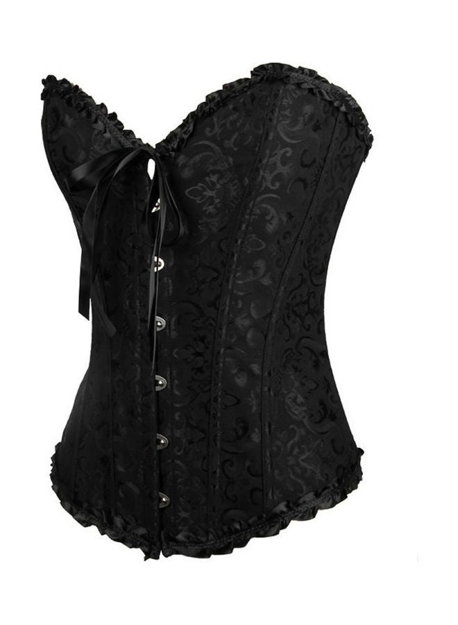 Lace Ribbon Detail Waist Support Corset Black