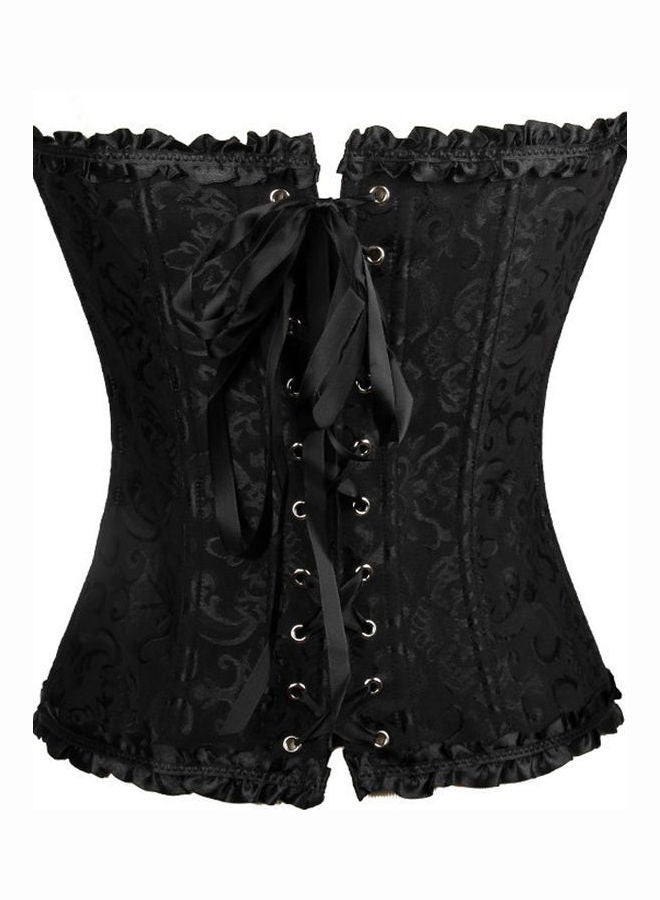 Lace Ribbon Detail Waist Support Corset Black
