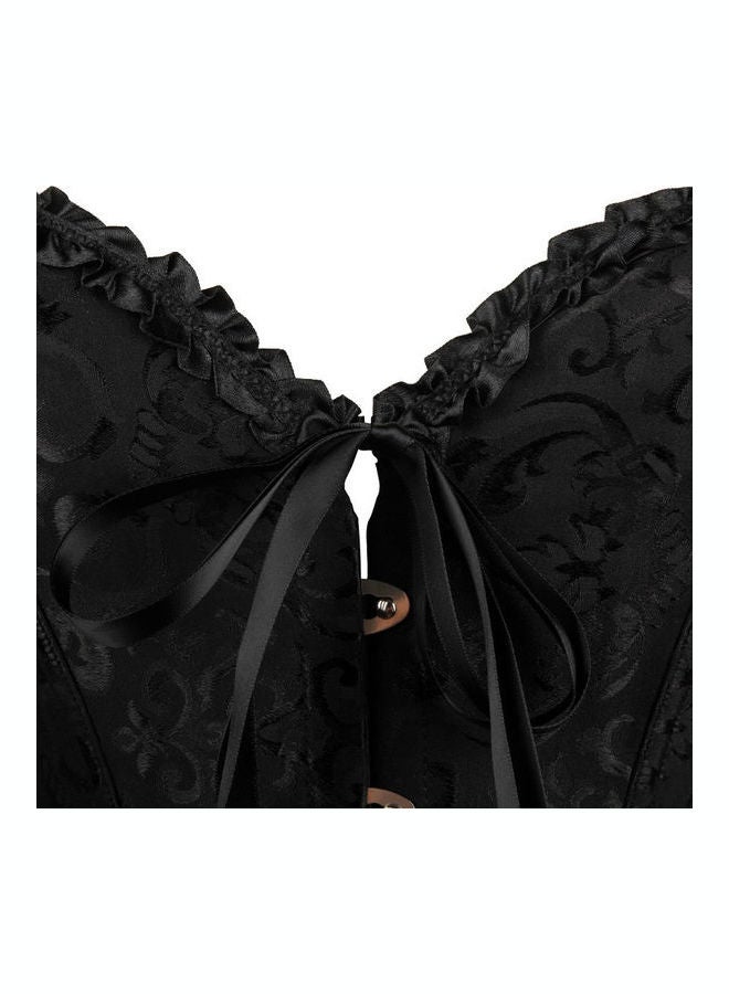 Lace Ribbon Detail Waist Support Corset Black