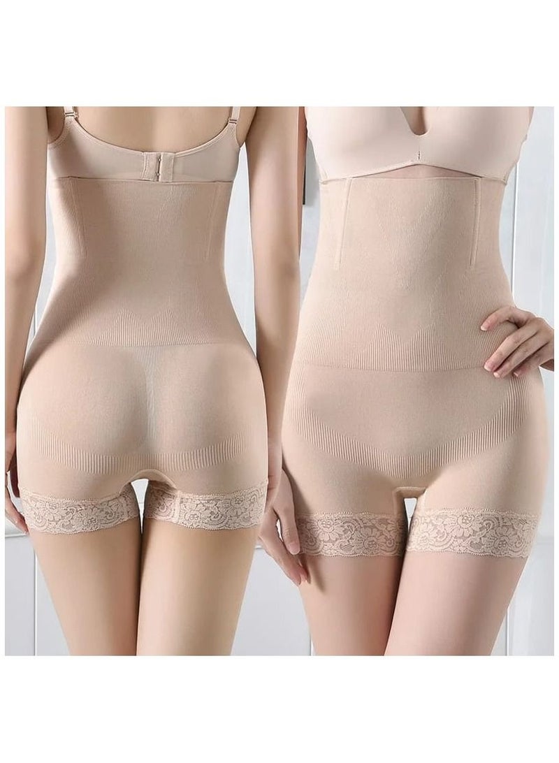 Women’s No Rolling Down Tummy Control Boyshort Shapewear with Lace - Tummy, Back,Hips.