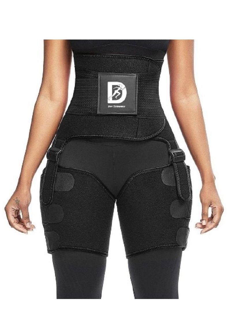 3-in-1 Black Active Wear Set for Women | Tummy Control Waist Trainer, Leg Trainer, and Slimming Body Shaping Set for Perfect Shape