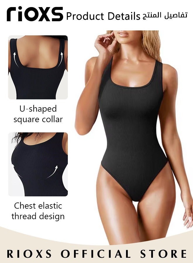 Women Body Suit Tops Shape Wear Tank Seamless Tummy Control Slimming Waist Jumpsuits U-Neck Sculpting Body Shaper