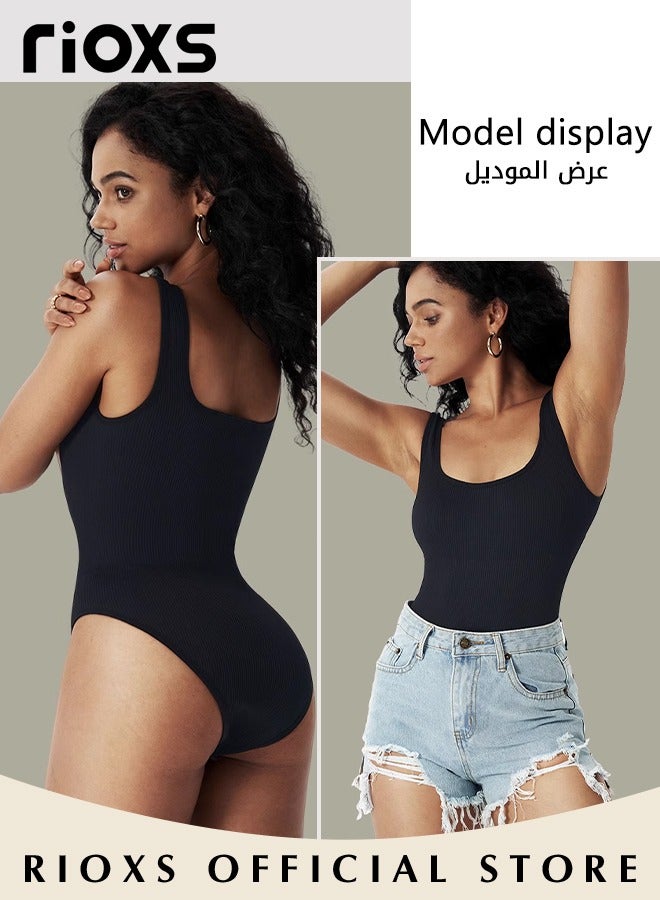 Women Body Suit Tops Shape Wear Tank Seamless Tummy Control Slimming Waist Jumpsuits U-Neck Sculpting Body Shaper