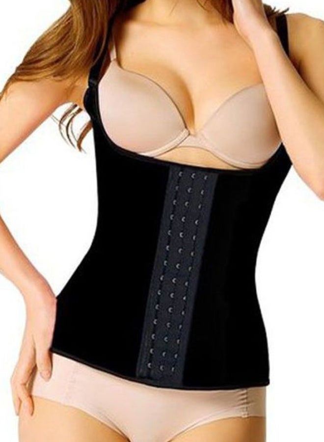 Spiral Boned Waist Trainer Vest Black