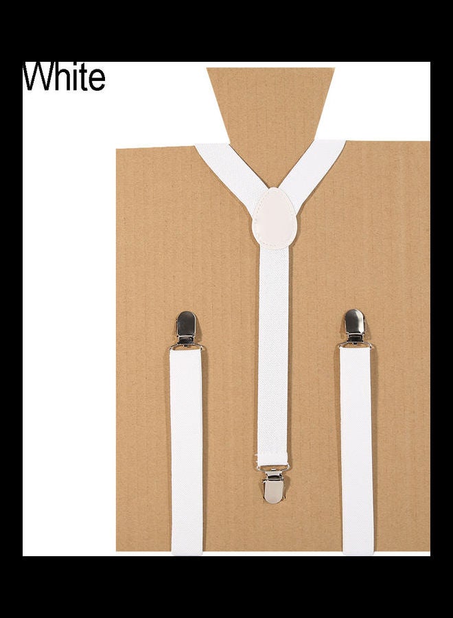 Unisex Elastic Y-Shape Braces Men's Women's Adjustable Clip-on Suspenders White