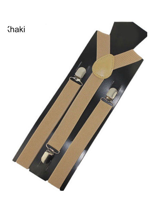 Unisex Elastic Y-Shape Braces Men's Women's Adjustable Clip-on Suspenders Khaki