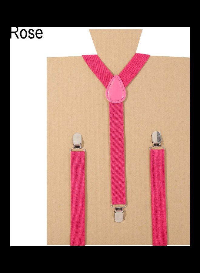 Unisex Elastic Y-Shape Braces Men's Women's Adjustable Clip-on Suspenders Rose