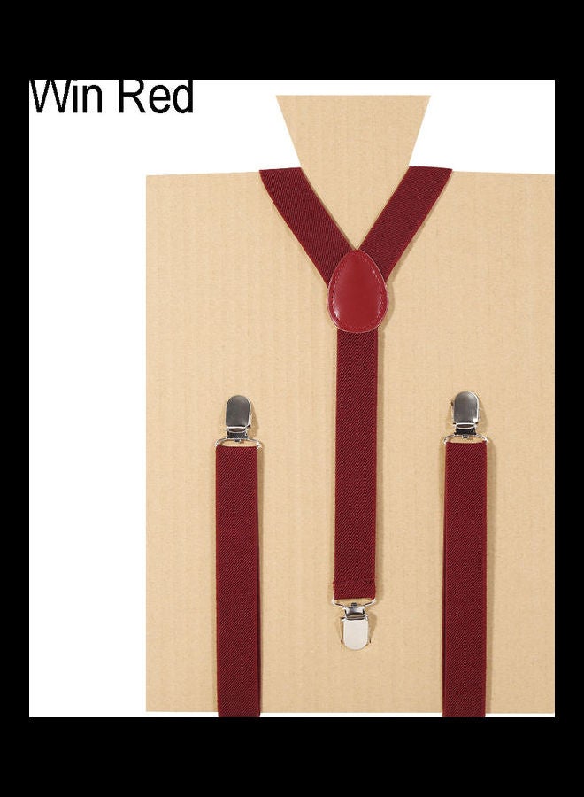 Unisex Elastic Y-Shape Braces Men's Women's Adjustable Clip-on Suspenders Dark Red