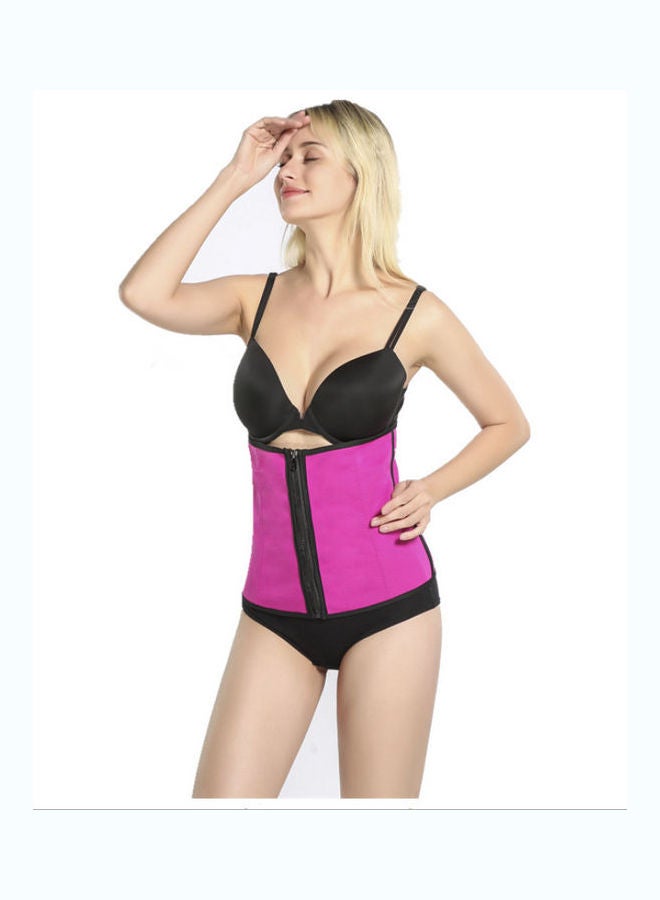 Zipper Detail Slimming Abdomen Belt Pink/Black