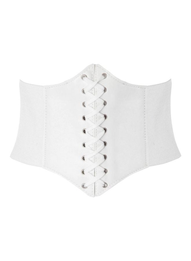 Splice Lace-Up Corset White