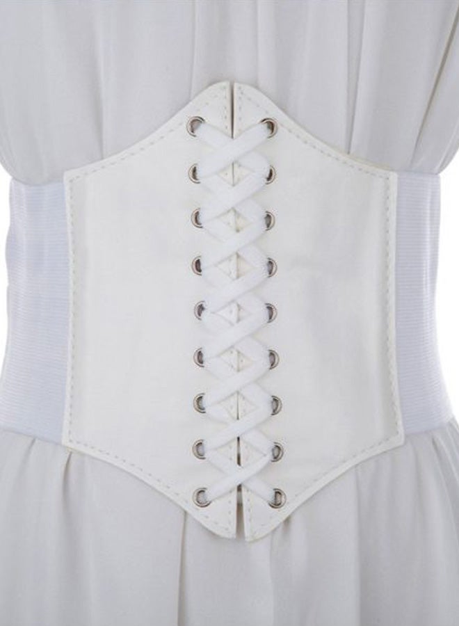 Splice Lace-Up Corset White