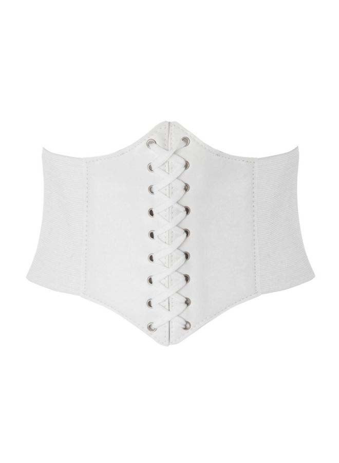 Splice Lace-Up Corset White