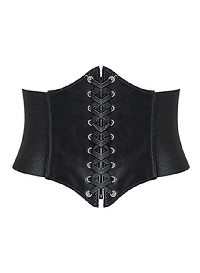 Splice Lace-Up Corset Black