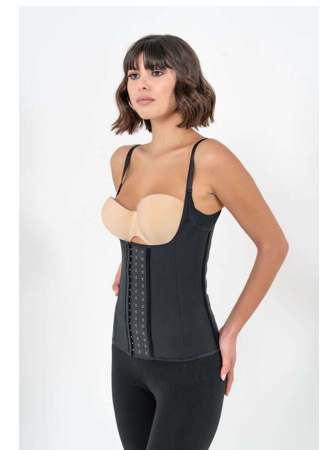 Yamuna Suspended Premium Corset with Straps Black Small