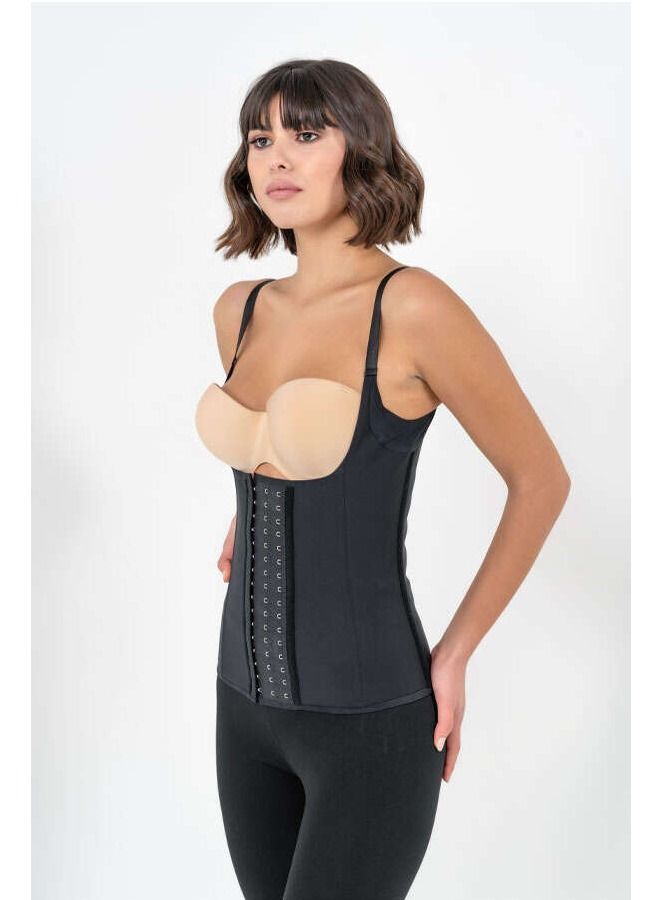 Yamuna Suspended Premium Corset with Straps Black Large