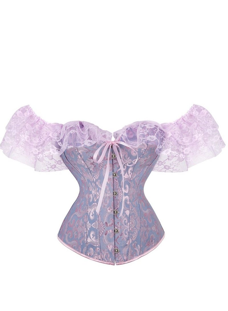 Jacquard Lace Shoulder Strap Court Corset Purple