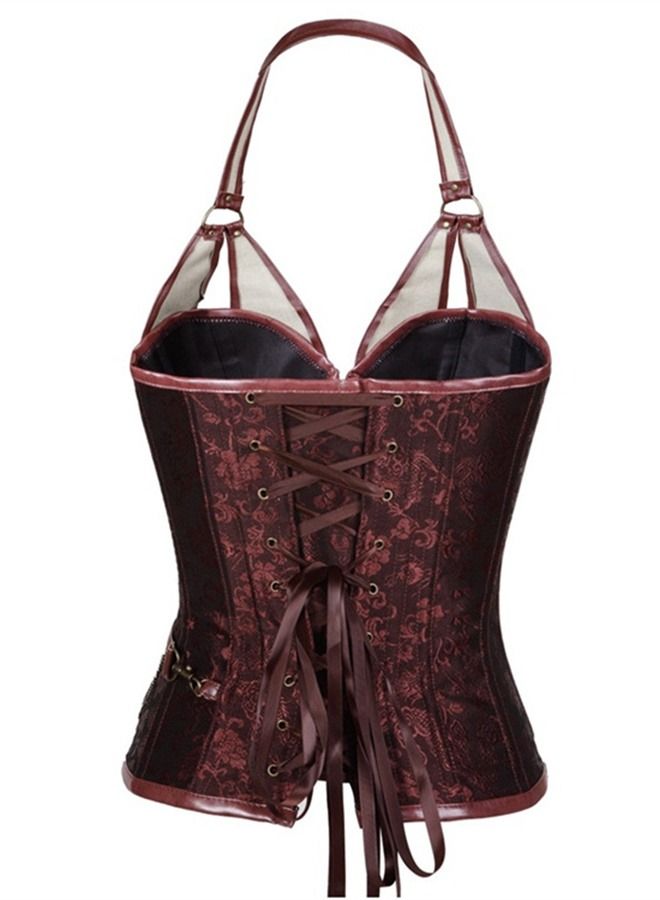 14 Steel Bone Leather With Belt Corset Brown