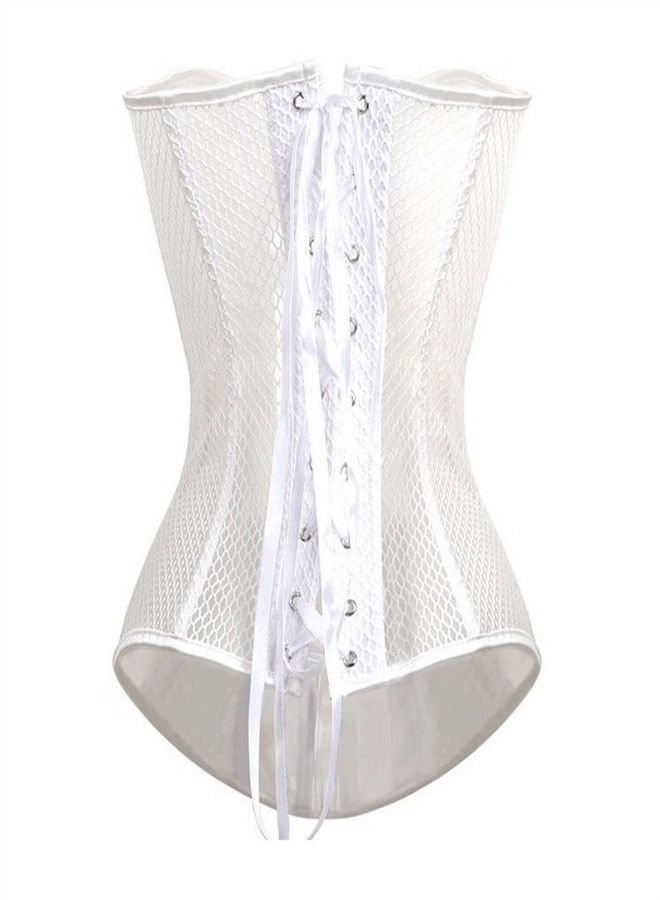 Fashion Printed Mesh Corset White