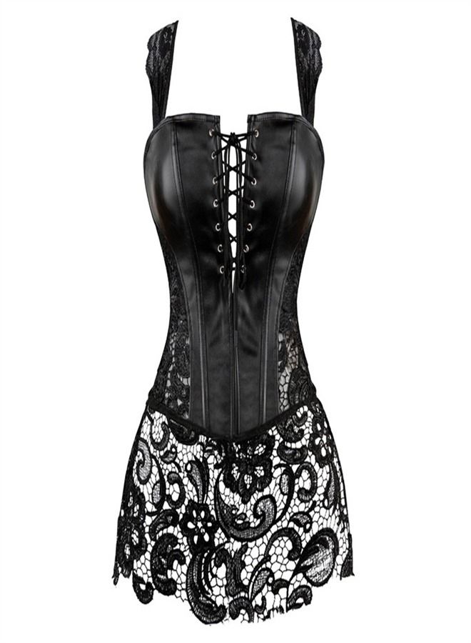 Fashion Lace Cut Out Corset Black