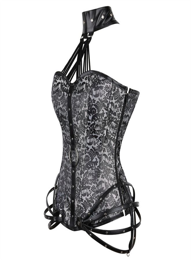 Side zip tight court Corset Grey