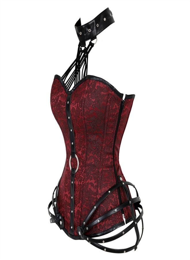 Side zip tight court Corset Red