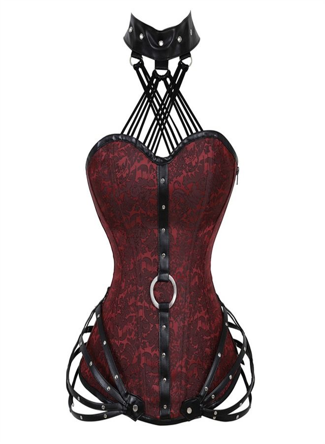 Side zip tight court Corset Red