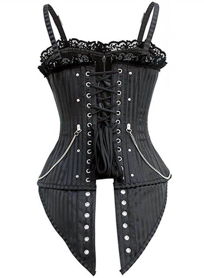 Zip Fastener Fashion Corset Black