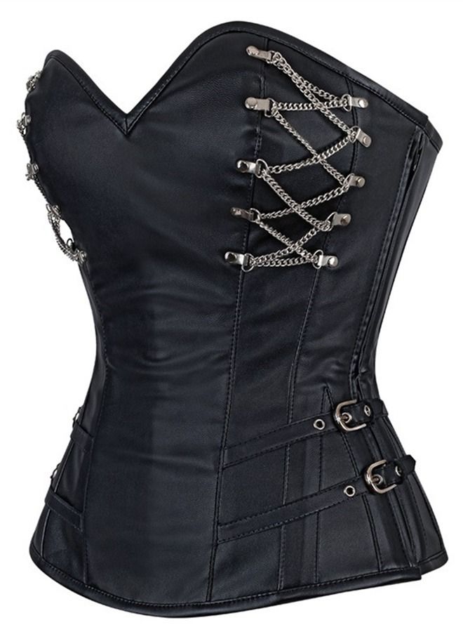 Black Zippered Fashion Corset Black