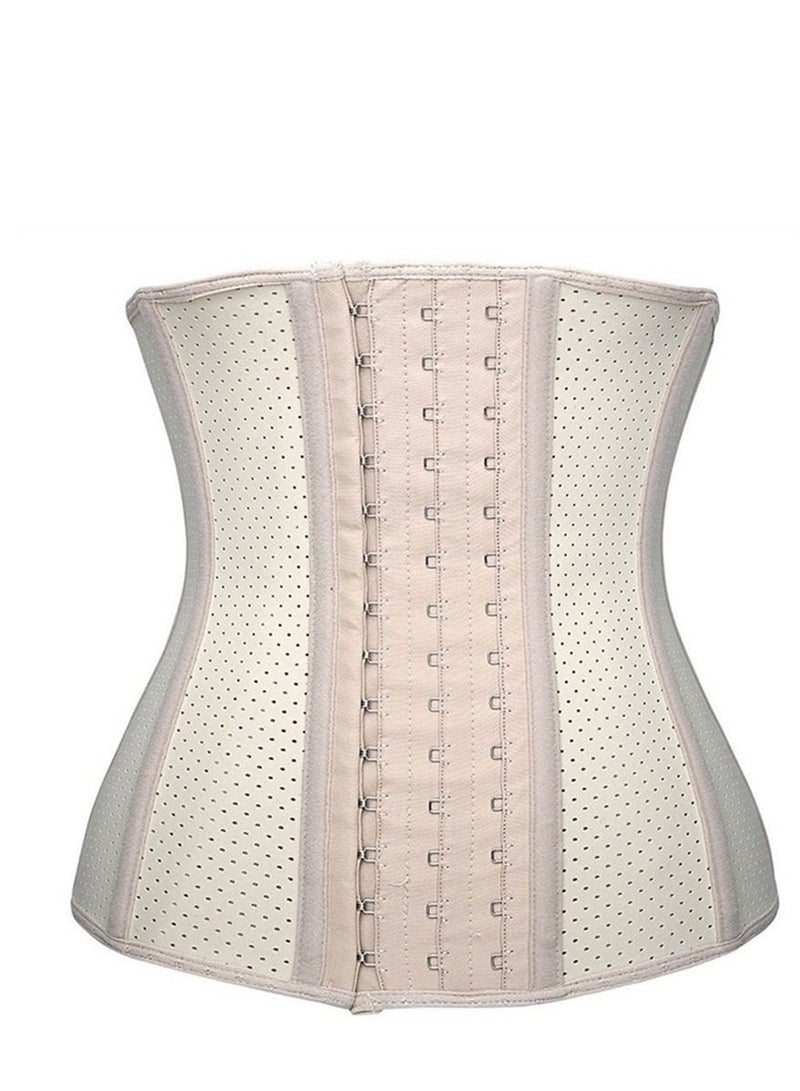 Mesh Steel Bone Belt Corset Beige