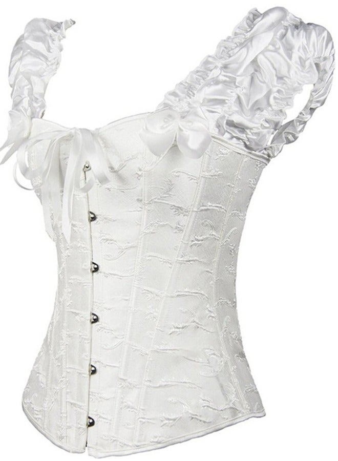 Double Shoulder Steel Bone Corset White