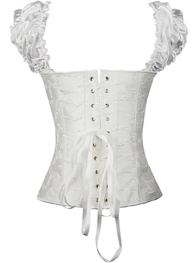 Double Shoulder Steel Bone Corset White