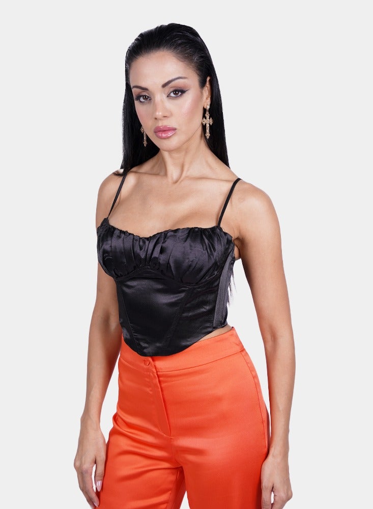 Black Satin Corset Top