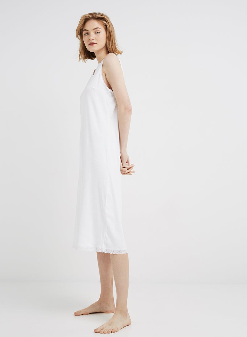 Cotton Nightwear Slip White