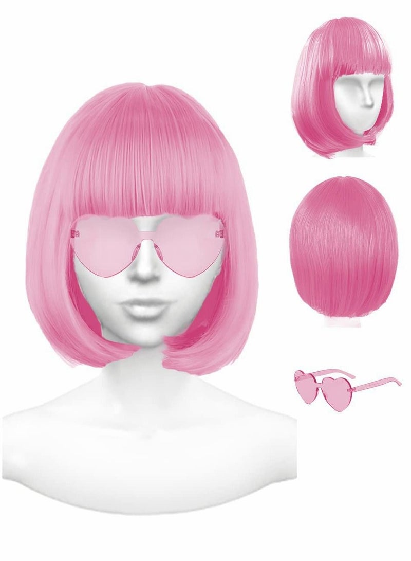 Featured Wigs with Party Sunglasses, Makeup Kit, Color Bob Wig, Cosplay and Wigs, Decorations Favors