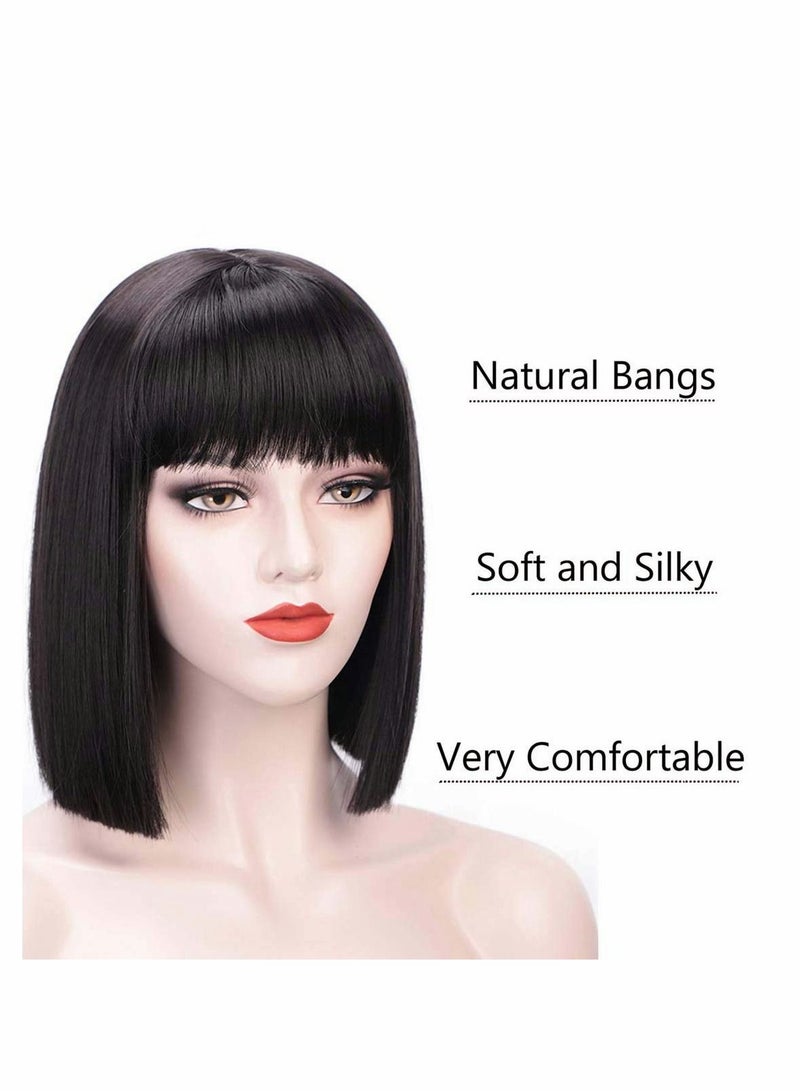 Short Bob Hair Wigs,Black Wigs with Bangs 12