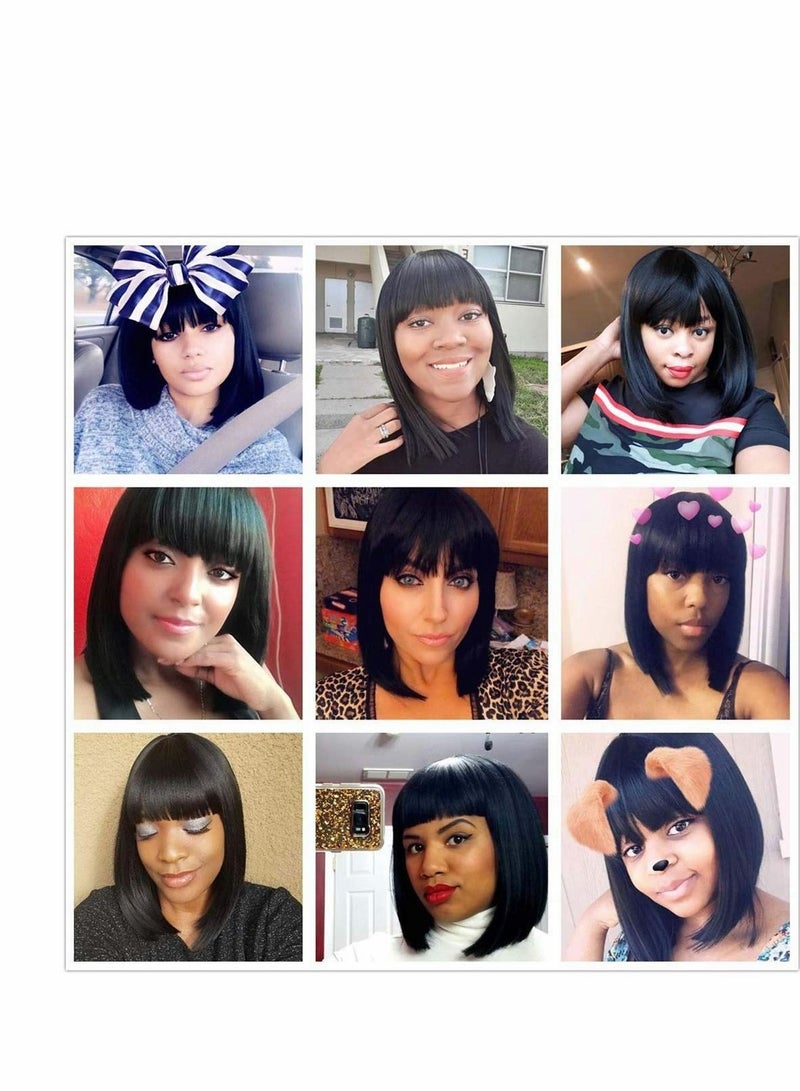 Short Bob Hair Wigs,Black Wigs with Bangs 12