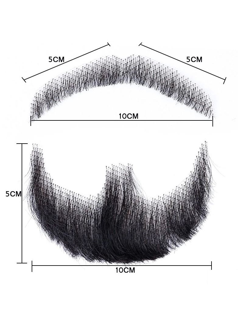 Fake Mustache Hand Tied Facial Hair False Beards Lace Invisible for Entertainment Drama Party Movie Makeup Black