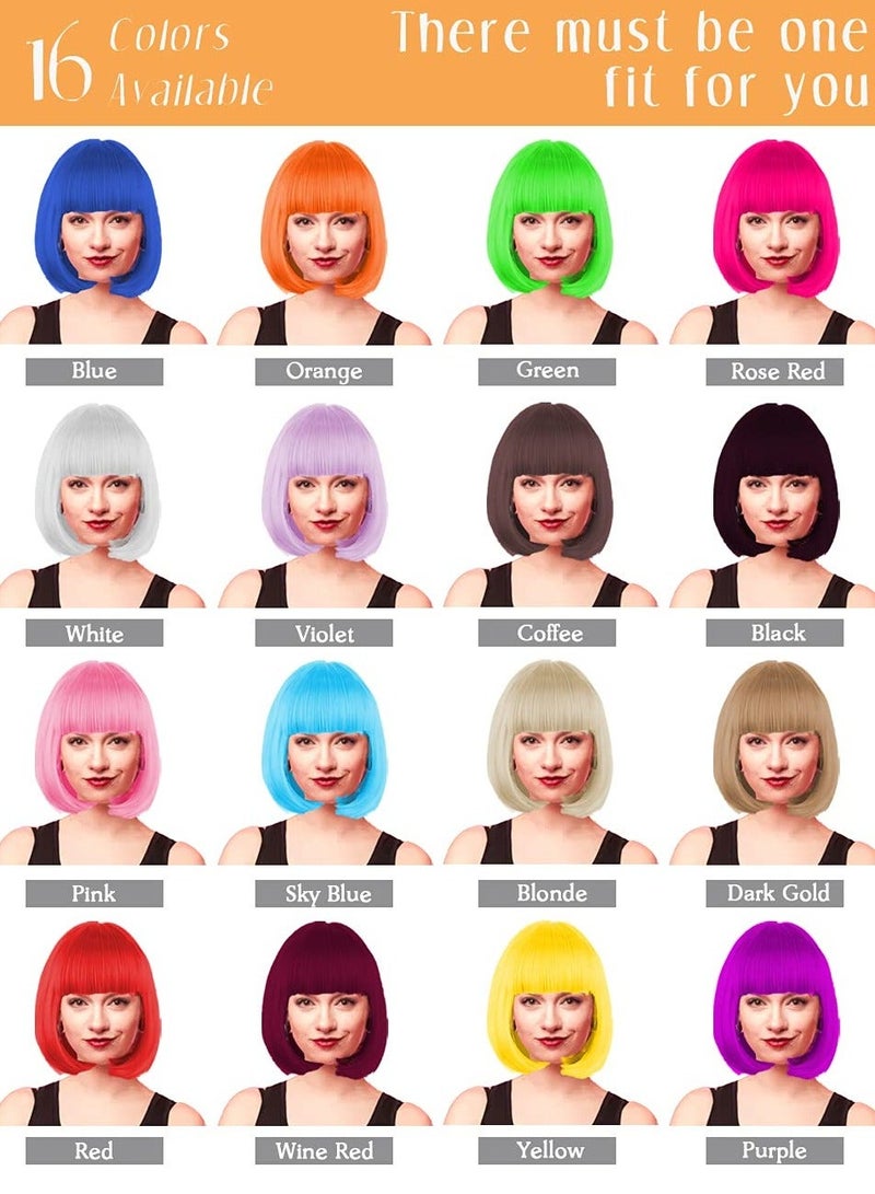 Featured Wigs with Party Sunglasses, Makeup Kit, Color Bob Wig, Cosplay and Wigs, Decorations Favors (Brown)