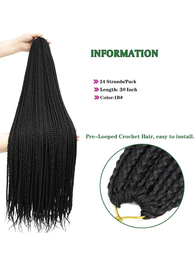 Crochet Box Braids Hair Pre Looped Long Synthetic Braiding Extensions 30 Inch