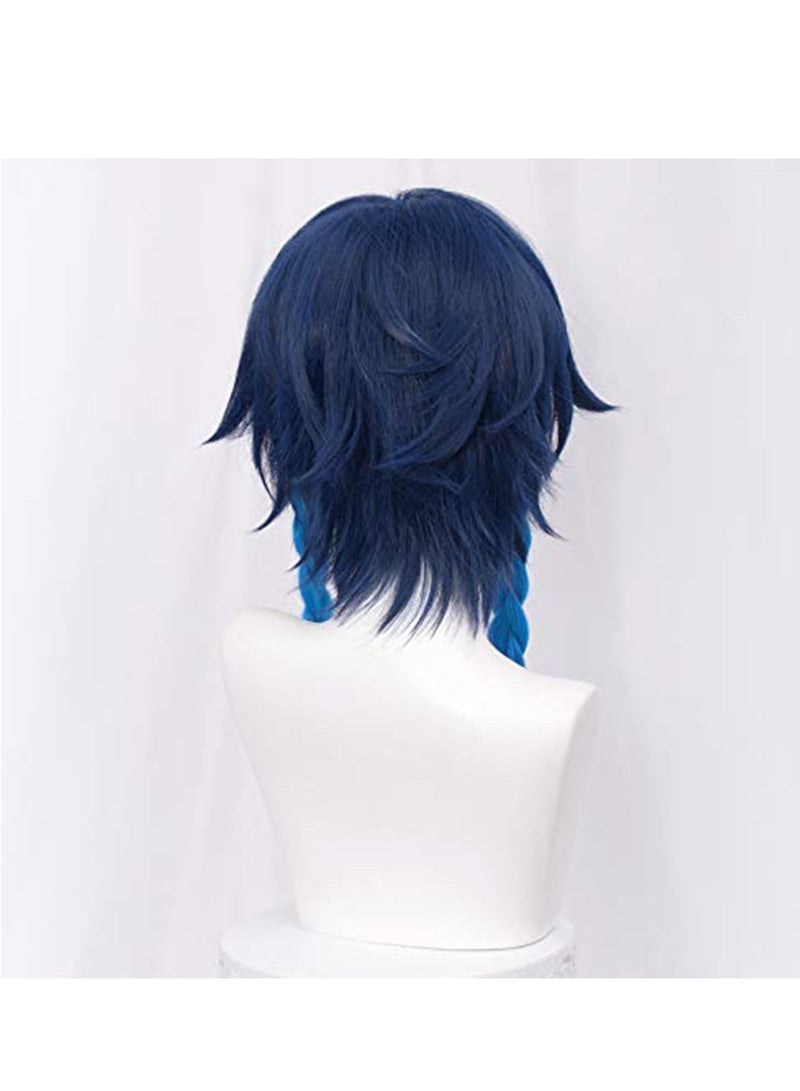 Venti Wig Ombre Blue Braid for Game Cosplay Gradient Party, Costume