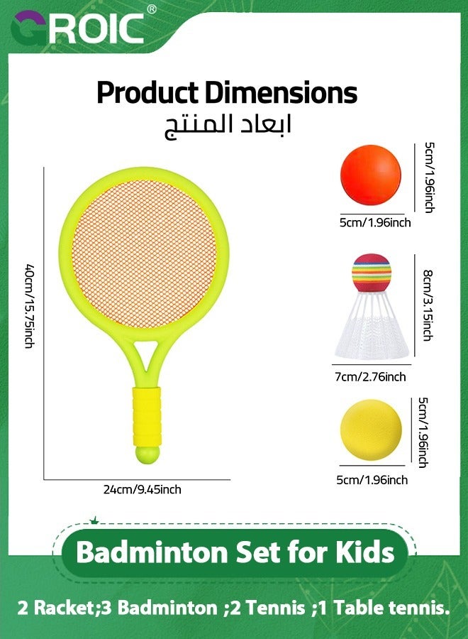 Badminton Racket Set,Sports Racket Set for Kids Beginners Indoor Outdoor Exercise,2 Player Backyard Games Set-2 Racquets, 3 Nylon Shuttlecocks, 2 Tennis and 1 Table Tennis