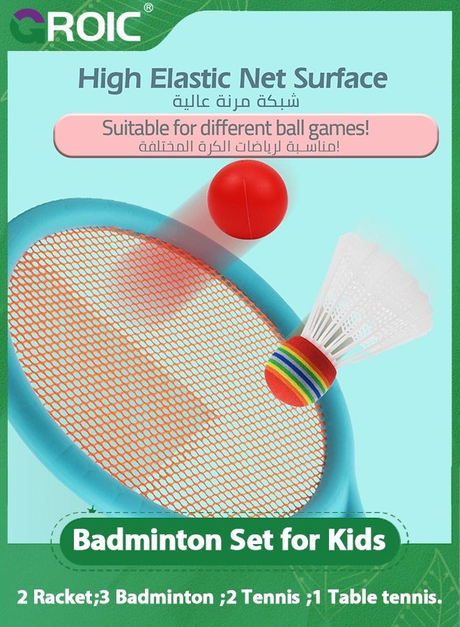 Badminton Racket Set,Sports Racket Set for Kids Beginners Indoor Outdoor Exercise,2 Player Backyard Games Set-2 Racquets, 3 Nylon Shuttlecocks, 2 Tennis and 1 Table Tennis