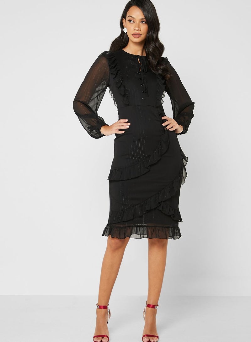 Shimmer Layered Ruffle Dress