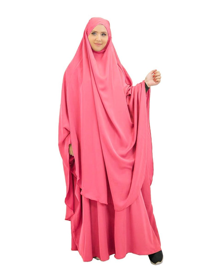 Long Sleeves Abaya With Hijab Pink