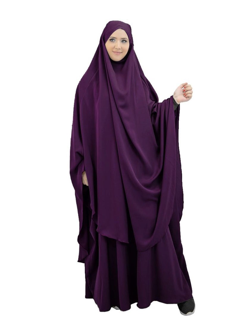 Long Sleeves Abaya With Hijab Purple