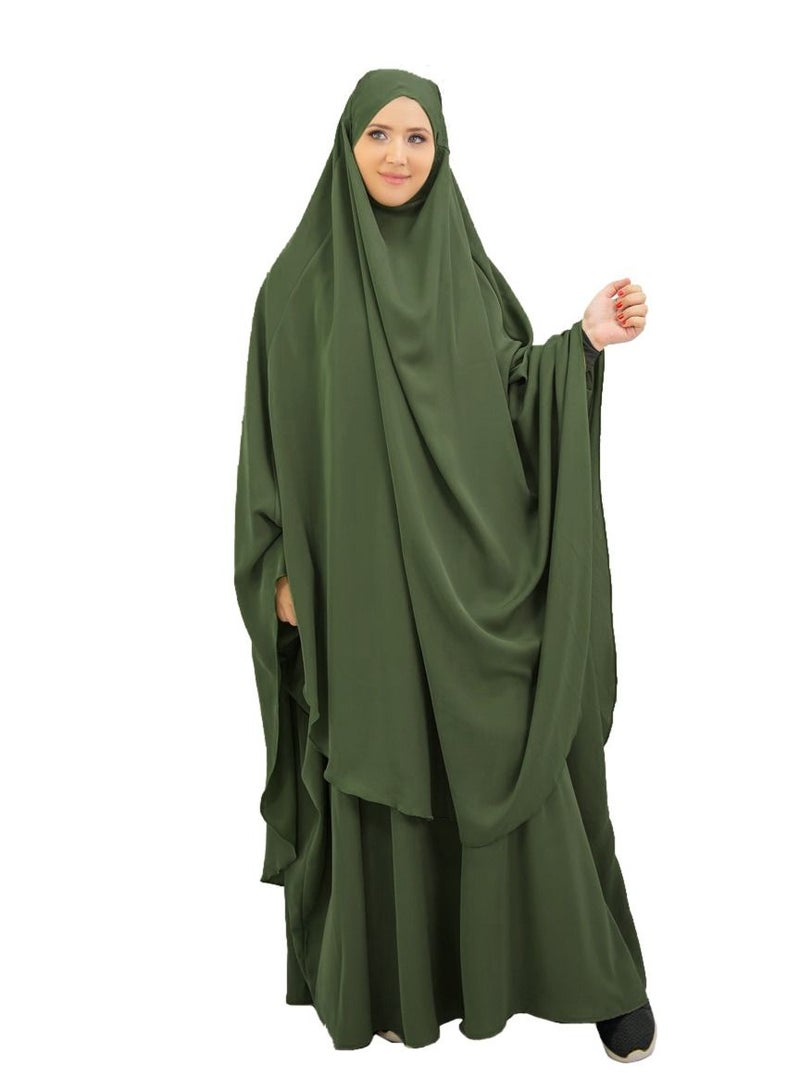 Long Sleeves Abaya With Hijab Green