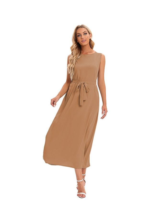 Traditional Solid Color Abaya Khaki