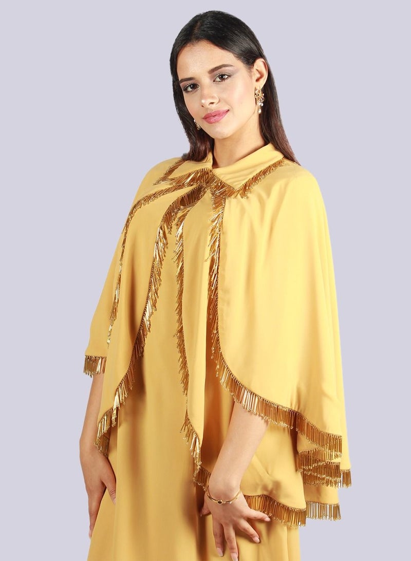 Zohra Tassel Cape Sleeve Kaftan