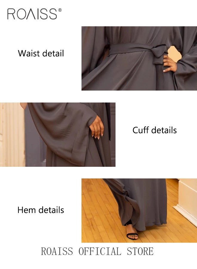 Abaya Style Robe with Print Design Hotfix Rhinestones Fashionable Color Matching Casual Daily Fashion Versatile