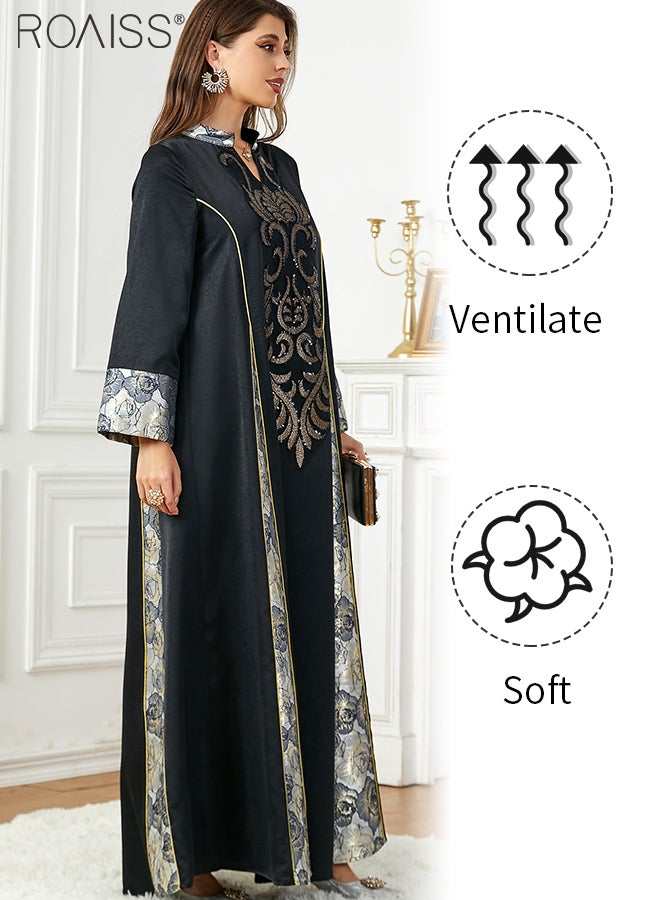 Abaya Style Exquisite Embroidered Patchwork Dress Loose A-Line Version Fashionable And Versatile Long Dress For Commuting And Formal Occasions